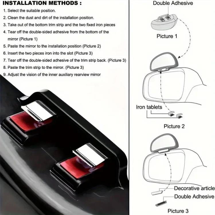 3R-092 Car Blind Spot Right Rear View Wide Angle Adjustable Mirror