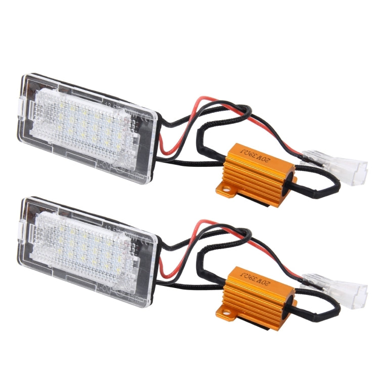 2 PCS License Plate Light with 18 SMD-3528 Lamps for Volkswagen,2W 120LM,6000K, DC12V(White Light)