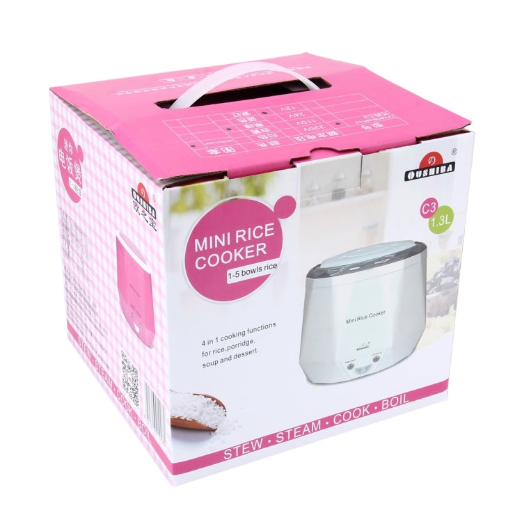 OUSHIBA Car Auto C3 Mini Multi-function Rice Cooker 12V 1.3L Volume for Rice Soup Noodles Vegetable Dessert