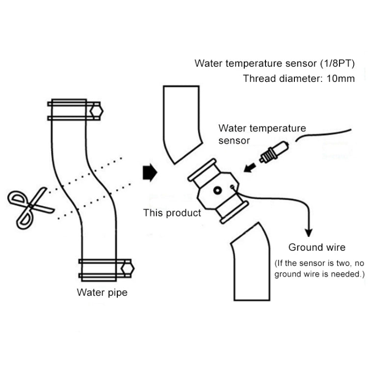Car Water Temperature Meter Temperature Gauge Joint Pipe Radiator Sensor Adaptor Clamps for Honda, Size: 34mm