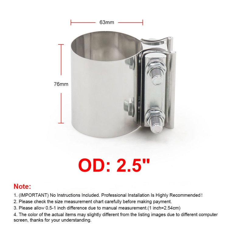 2.5 inch 63mm Car Turbo Exhaust Downpipe Stainless Steel Lap Joint Band Clamp