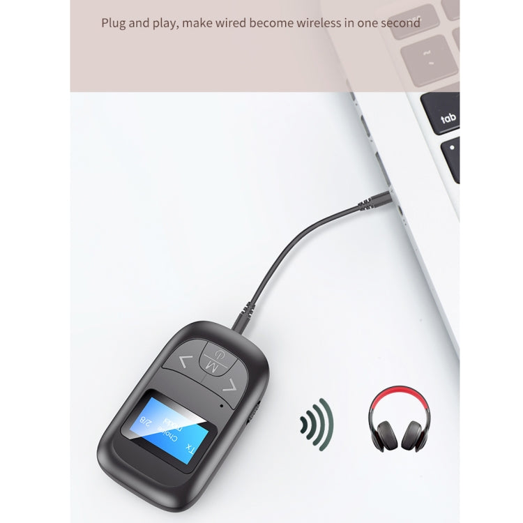 T-14 Bluetooth 5.0 2 In 1 LCD Digital Display Bluetooth Adapter Receiver Transmitter