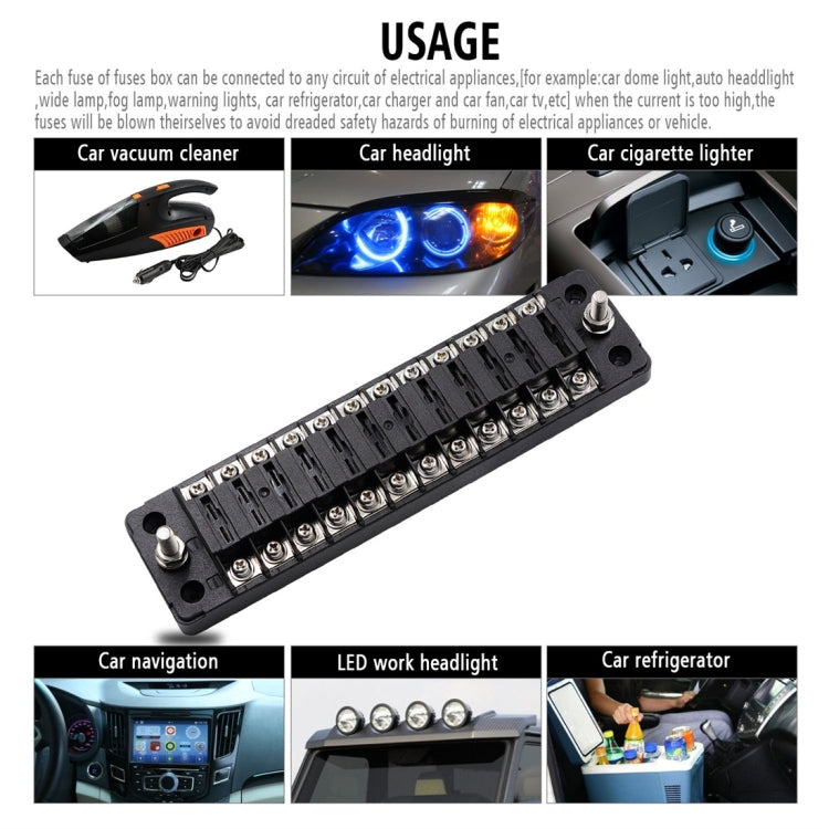 ZH-978A2 FB1902 1 In 12 Out 12 Ways Independent Positive Negative Fuse Box with 24 Fuses for Auto Car Truck Boat