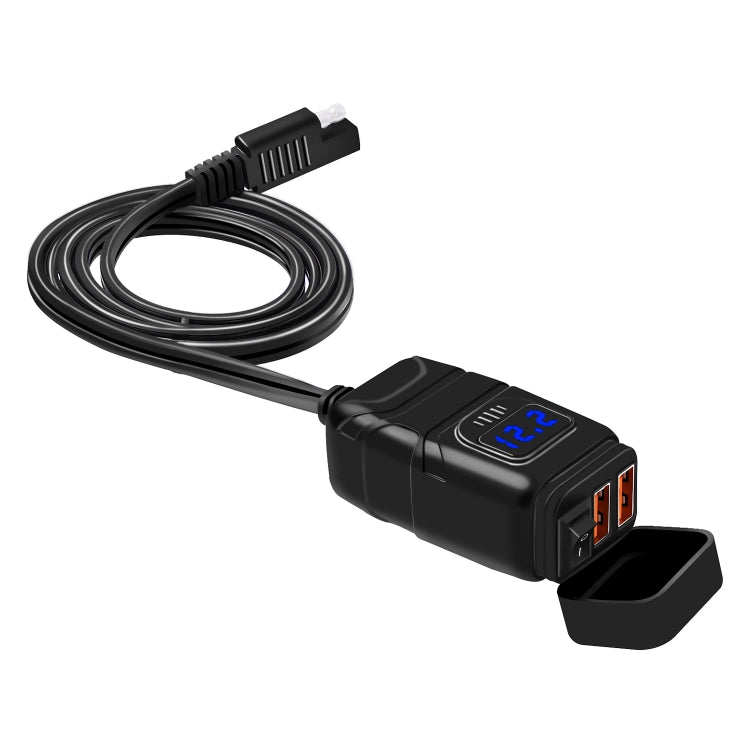 Universal Car Super Quick Dual Port USB Charger Power Outlet Adapter with LED Digital Voltmeter