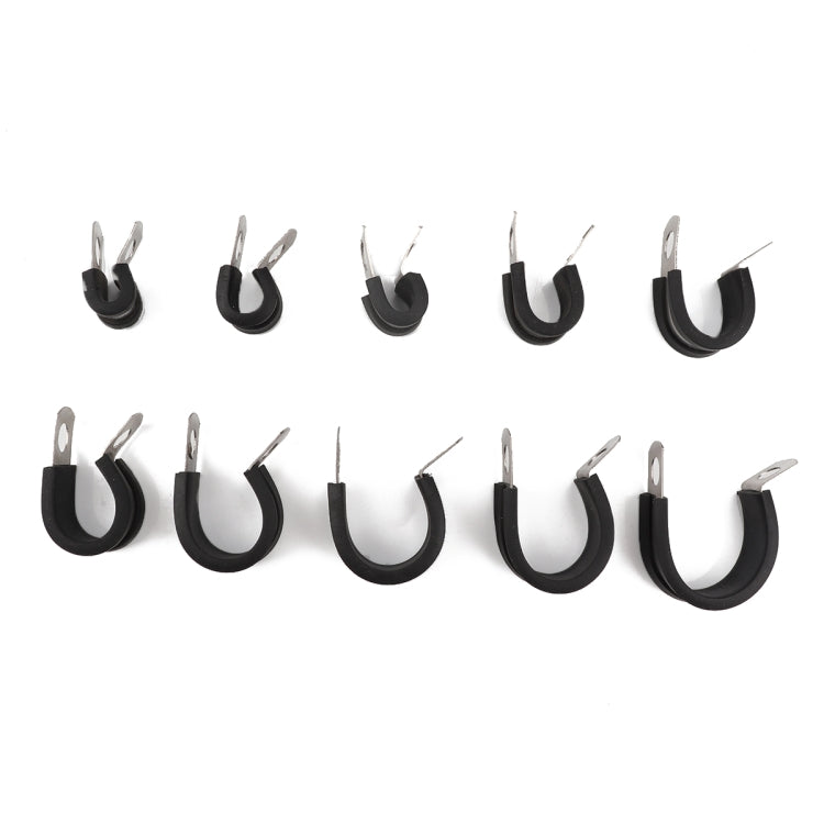 10 PCS Car Rubber Cushion Pipe Clamps Stainless Steel Clamps, Size: 1/2 inch (13mm)