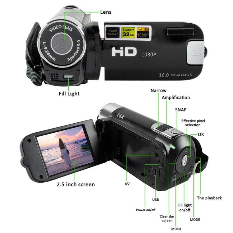16X Digital Zoom HD 16 Million Pixel Home Travel DV Camera, UK Plug