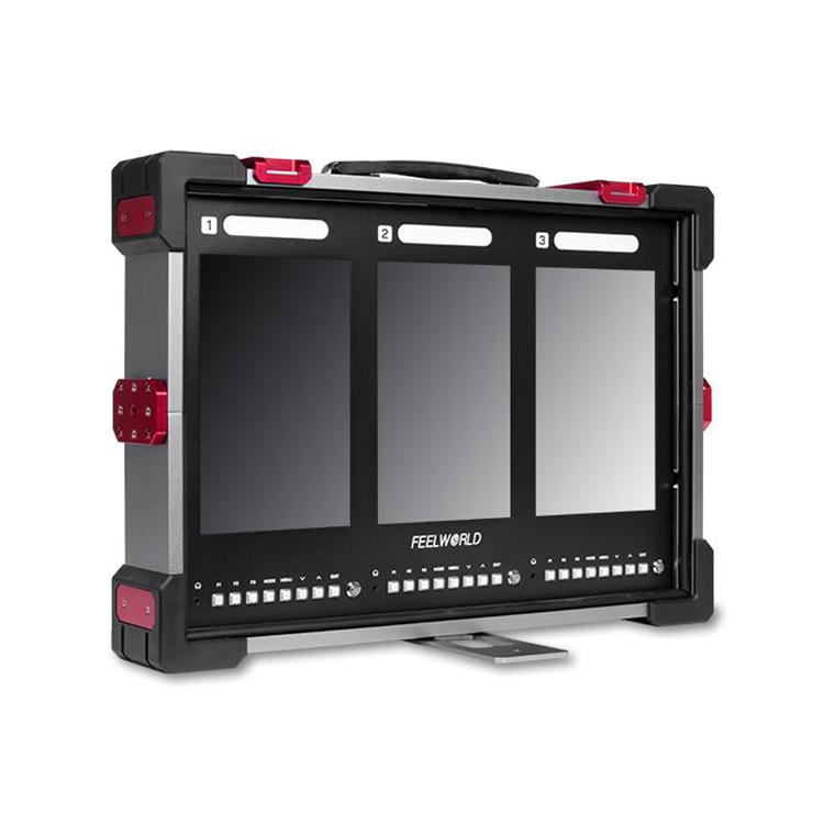 FEELWORLD PS101 Triple 10.1-inch Vertical Dispaly Carry-on Monitor High Brightness 1000nit Portable Protective Case