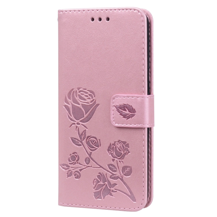 Pressed Printing Rose Pattern Horizontal Flip PU Leather Case with Holder & Card Slots & Wallet
