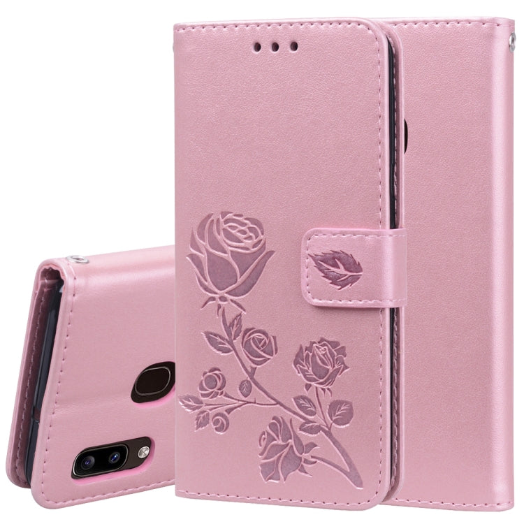 Pressed Printing Rose Pattern Horizontal Flip PU Leather Case with Holder & Card Slots & Wallet