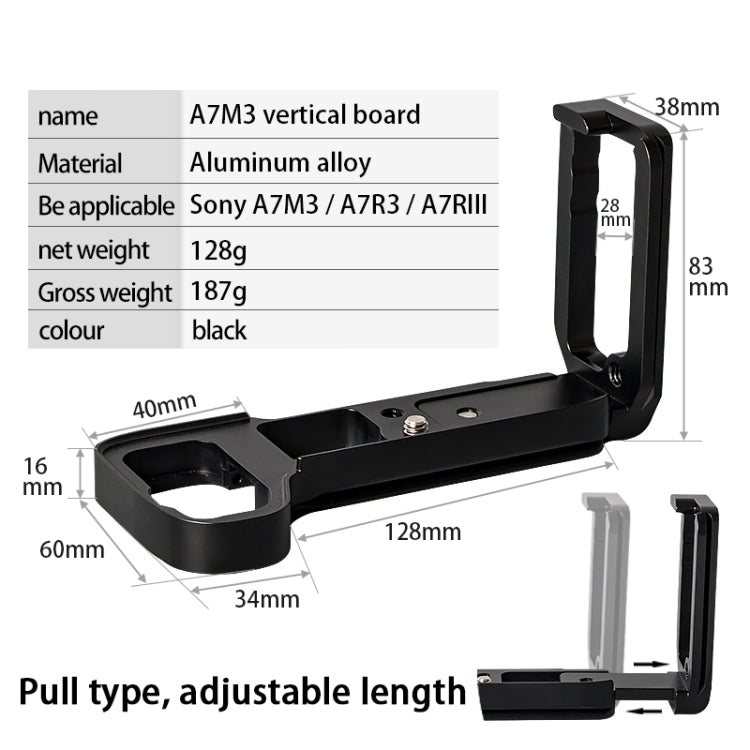 BEXIN A73 L-plate Camera Vertical Clapper for A7M3 A7III A7RIII Camera