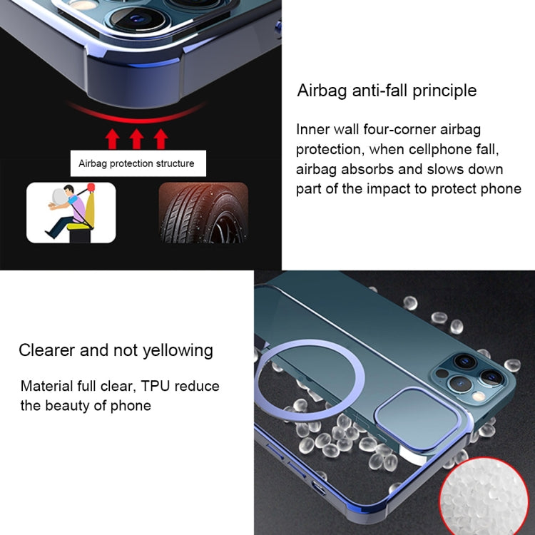 Straight Side Laser Plating Full Coverage Clear TPU Shockproof Magsafe Case