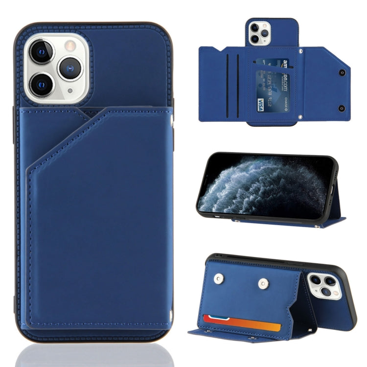 Skin Feel PU + TPU + PC Back Cover Shockproof Case with Card Slots & Holder & Photo Frame
