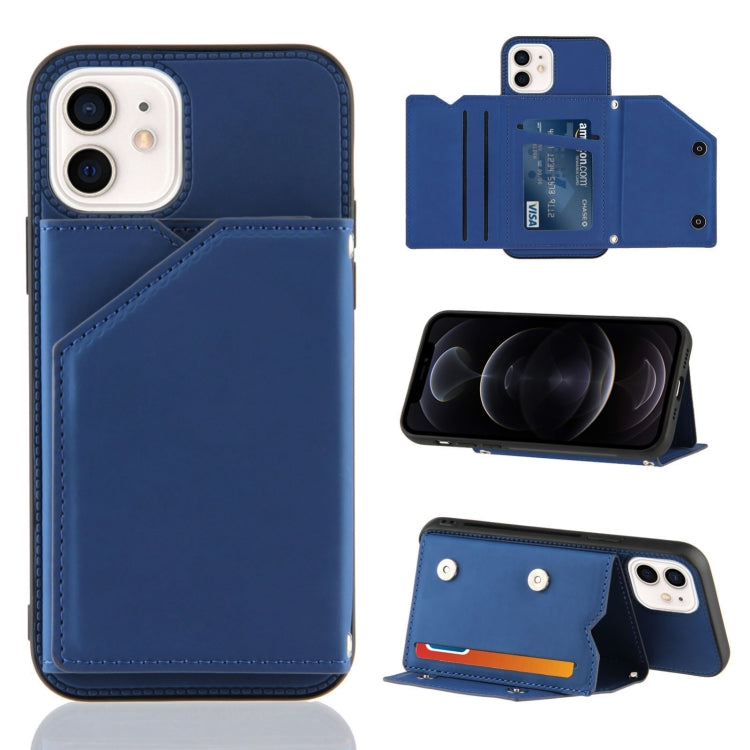 Skin Feel PU + TPU + PC Back Cover Shockproof Case with Card Slots & Holder & Photo Frame
