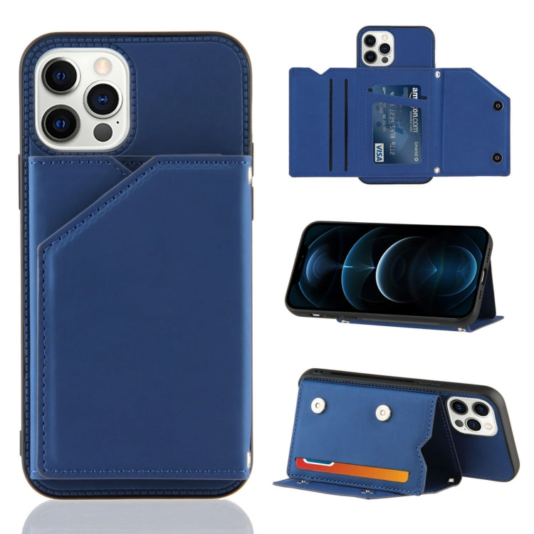 Skin Feel PU + TPU + PC Back Cover Shockproof Case with Card Slots & Holder & Photo Frame