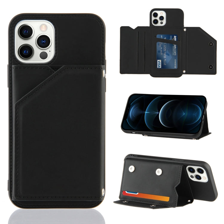 Skin Feel PU + TPU + PC Back Cover Shockproof Case with Card Slots & Holder & Photo Frame