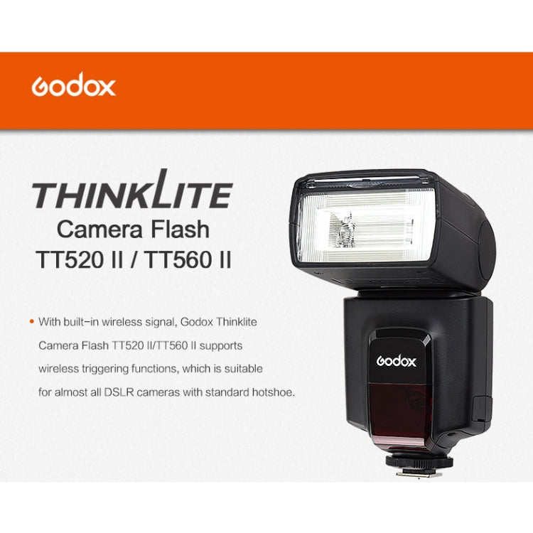 Godox TT520II 433MHZ Wireless 1/300s-1/2000s HSS Flash Speedlite Camera Top Fill Light for Canon / Nikon DSLR Cameras