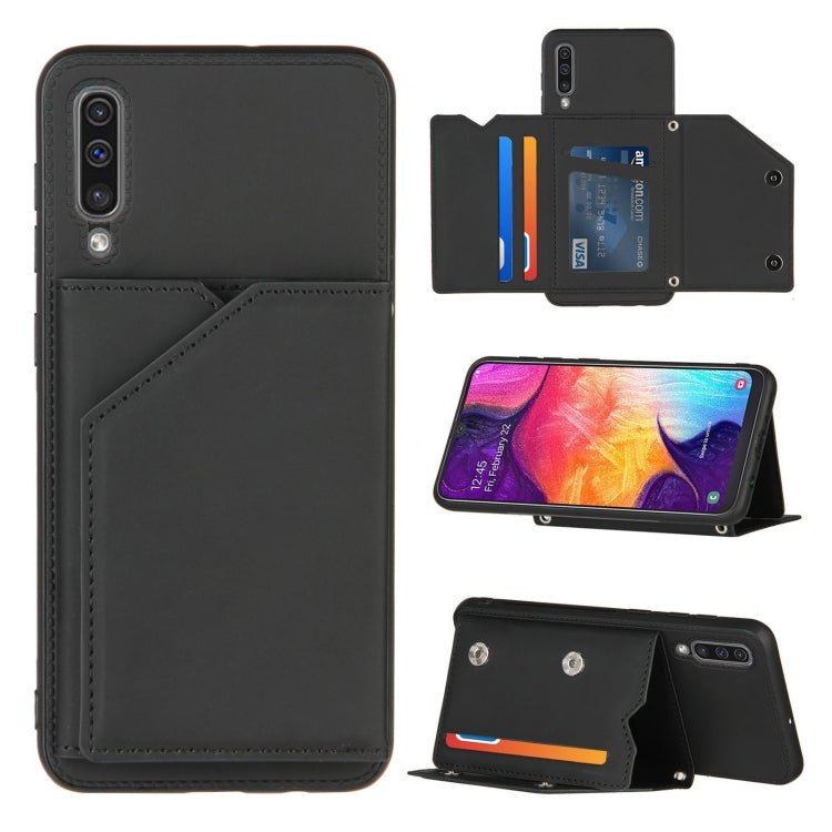 Skin Feel PU + TPU + PC Back Cover Shockproof Case with Card Slots & Holder & Photo Frame