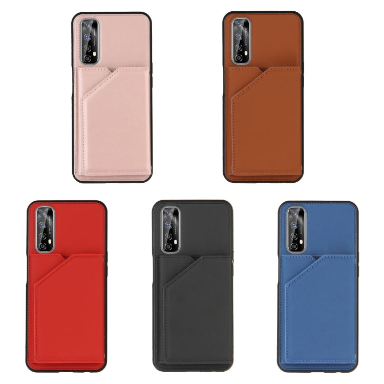 Skin Feel PU + TPU + PC Back Cover Shockproof Case with Card Slots & Holder & Photo Frame