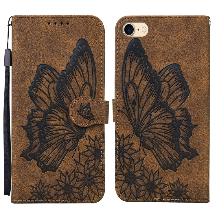 Retro Skin Feel Butterflies Embossing Horizontal Flip Leather Case with Holder & Card Slots & Wallet