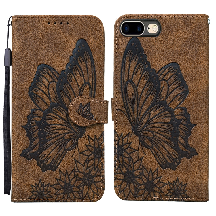 Retro Skin Feel Butterflies Embossing Horizontal Flip Leather Case with Holder & Card Slots & Wallet