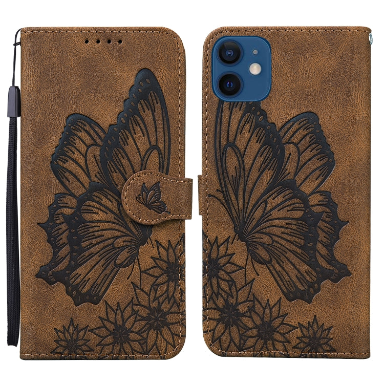 Retro Skin Feel Butterflies Embossing Horizontal Flip Leather Case with Holder & Card Slots & Wallet