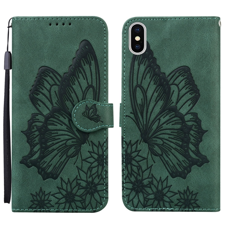 Retro Skin Feel Butterflies Embossing Horizontal Flip Leather Case with Holder & Card Slots & Wallet