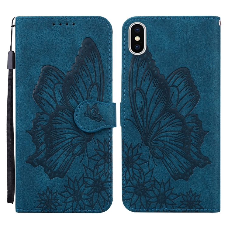 Retro Skin Feel Butterflies Embossing Horizontal Flip Leather Case with Holder & Card Slots & Wallet