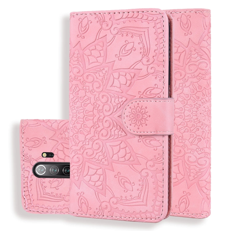 Calf Pattern Mandala Double Folding Design Embossed Leather Case with Wallet & Holder & Card Slots