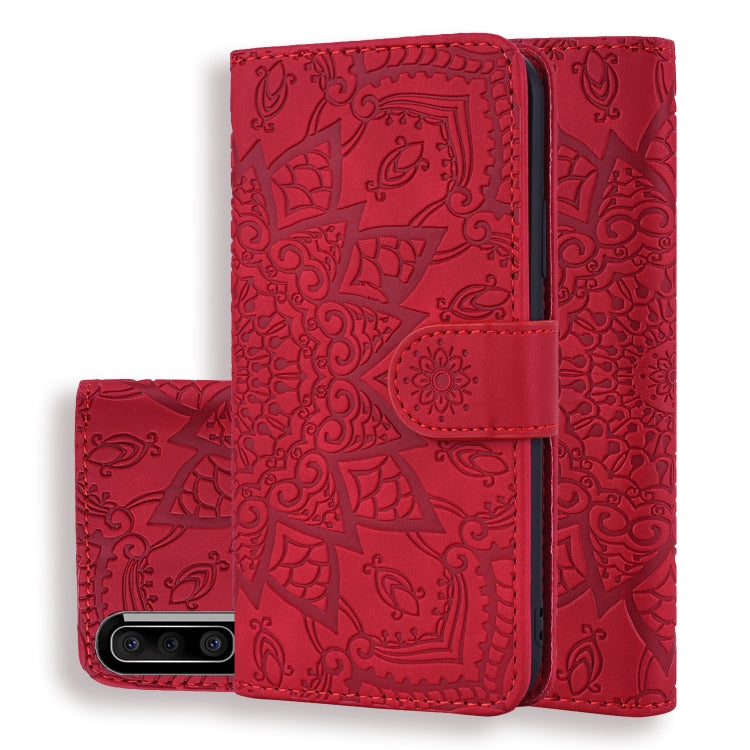 Calf Pattern Mandala Double Folding Design Embossed Leather Case with Wallet & Holder & Card Slots