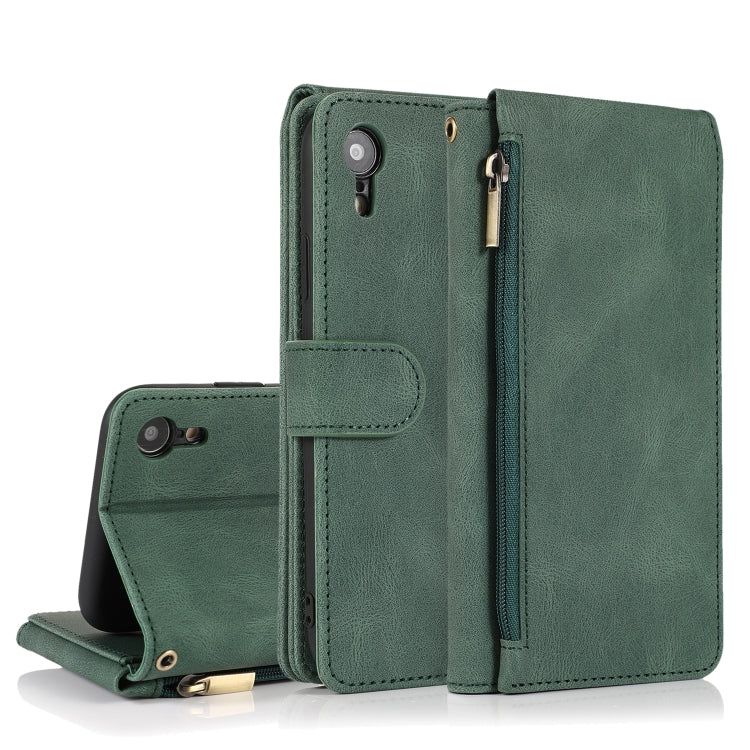 Skin-feel Crazy Horse Texture Zipper Wallet Bag Horizontal Flip Leather Case with Holder & Card Slots & Wallet & Lanyard
