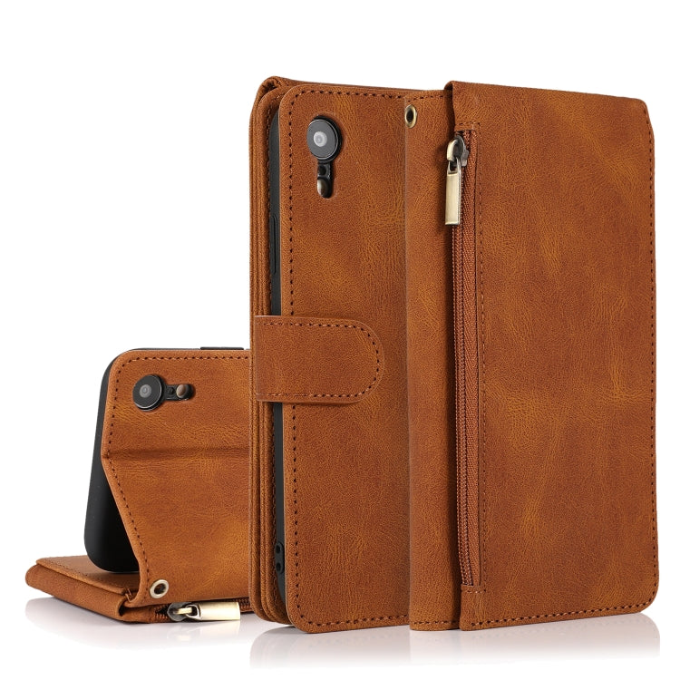 Skin-feel Crazy Horse Texture Zipper Wallet Bag Horizontal Flip Leather Case with Holder & Card Slots & Wallet & Lanyard