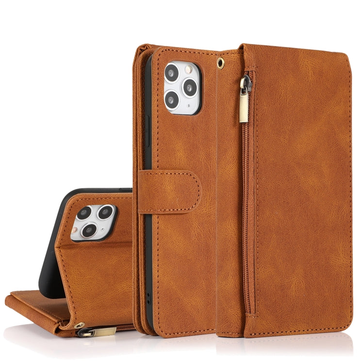 Skin-feel Crazy Horse Texture Zipper Wallet Bag Horizontal Flip Leather Case with Holder & Card Slots & Wallet & Lanyard