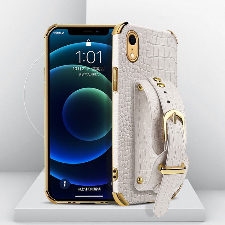 Electroplated TPU Crocodile Pattern Leather Case with Wrist Strap