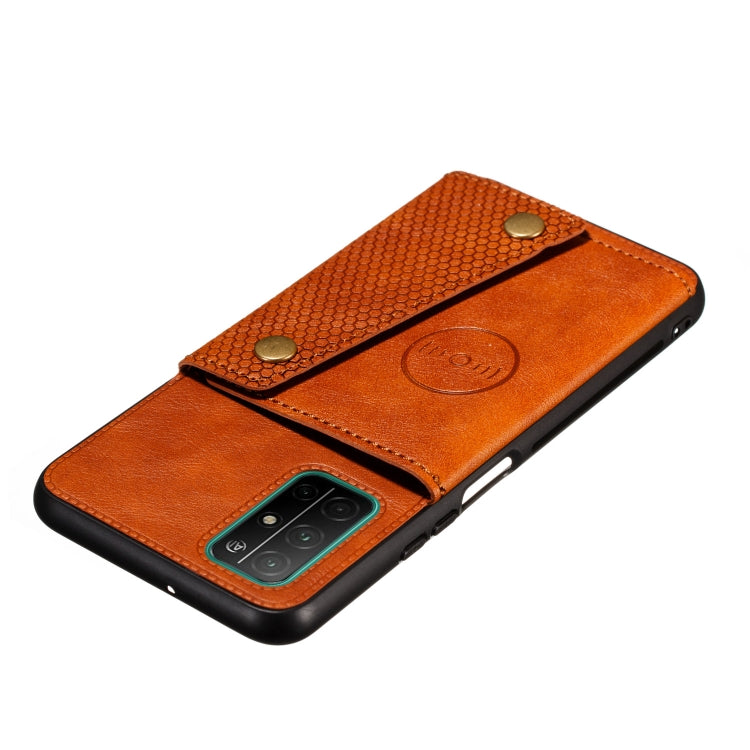 Double Buckle PU + TPU Shockproof Magnetic Protective Case with Card Slots & Holder