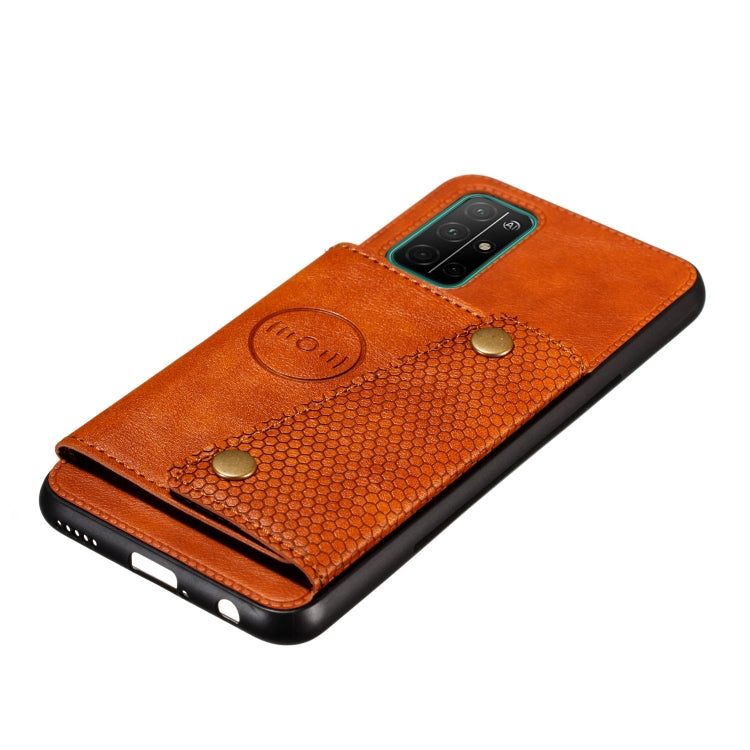Double Buckle PU + TPU Shockproof Magnetic Protective Case with Card Slots & Holder
