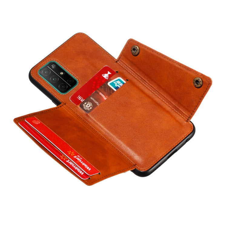 Double Buckle PU + TPU Shockproof Magnetic Protective Case with Card Slots & Holder