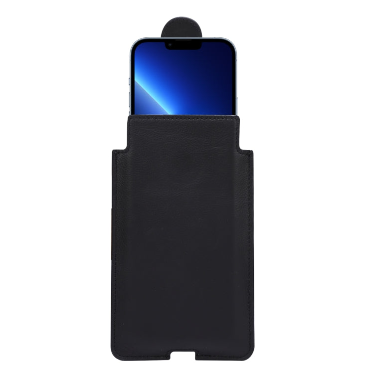 Universal Cow Leather Vertical Mobile Phone Leather Case Waist Bag For 6.1 inch and Below Phones