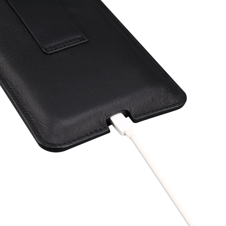 Universal Cow Leather Vertical Mobile Phone Leather Case Waist Bag For 6.1 inch and Below Phones