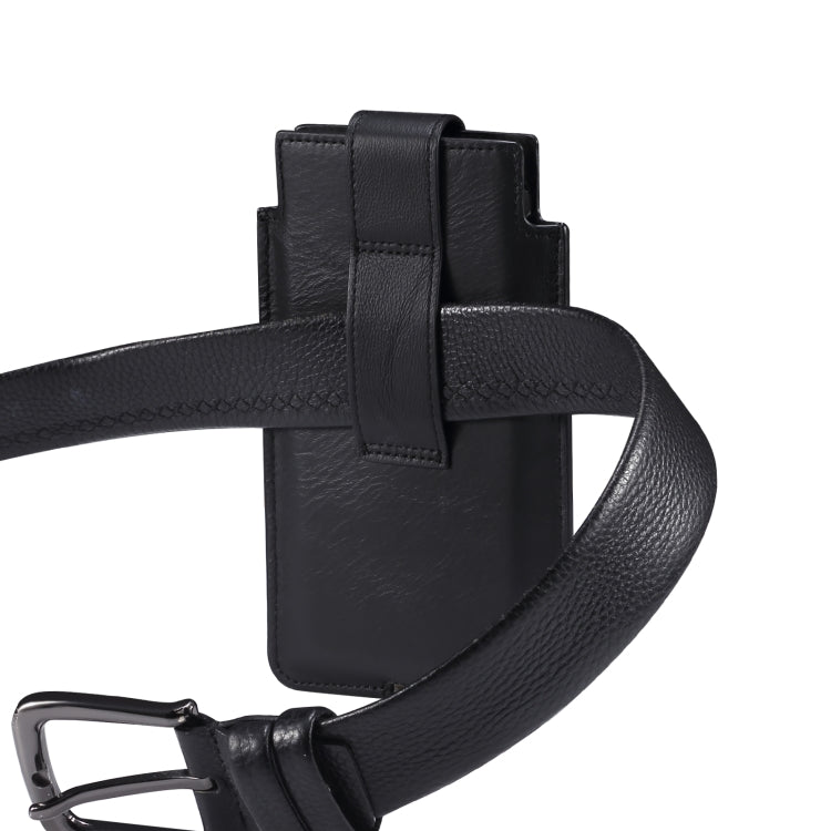 Universal Cow Leather Vertical Mobile Phone Leather Case Waist Bag For 5.5-6.5 inch and Below Phones