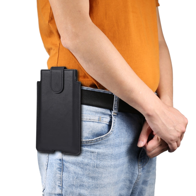 Universal Cow Leather Vertical Mobile Phone Leather Case Waist Bag For 5.5-6.5 inch and Below Phones