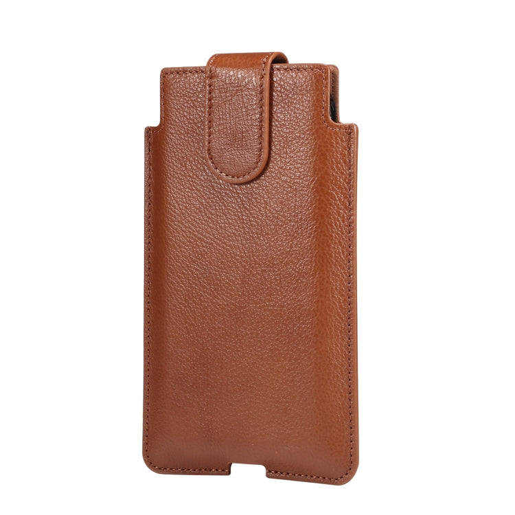 Universal Cow Leather Vertical Mobile Phone Leather Case Waist Bag For 5.5-6.5 inch and Below Phones