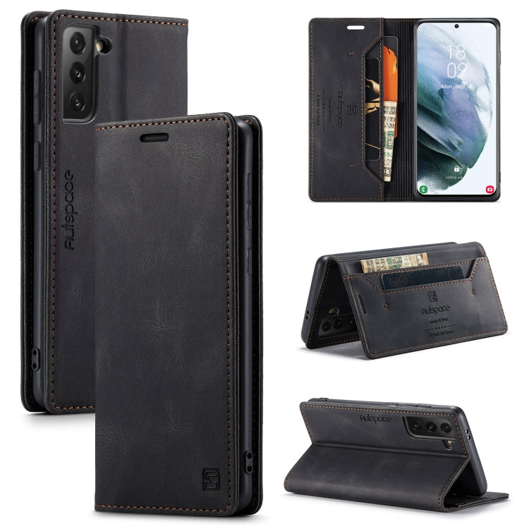 AutSpace A01 Retro Skin-feel Crazy Horse Texture Horizontal Flip Leather Case with Holder & Card Slots & Wallet & RFID