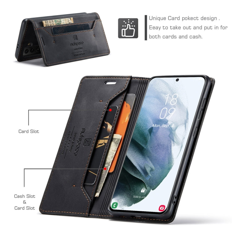 AutSpace A01 Retro Skin-feel Crazy Horse Texture Horizontal Flip Leather Case with Holder & Card Slots & Wallet & RFID