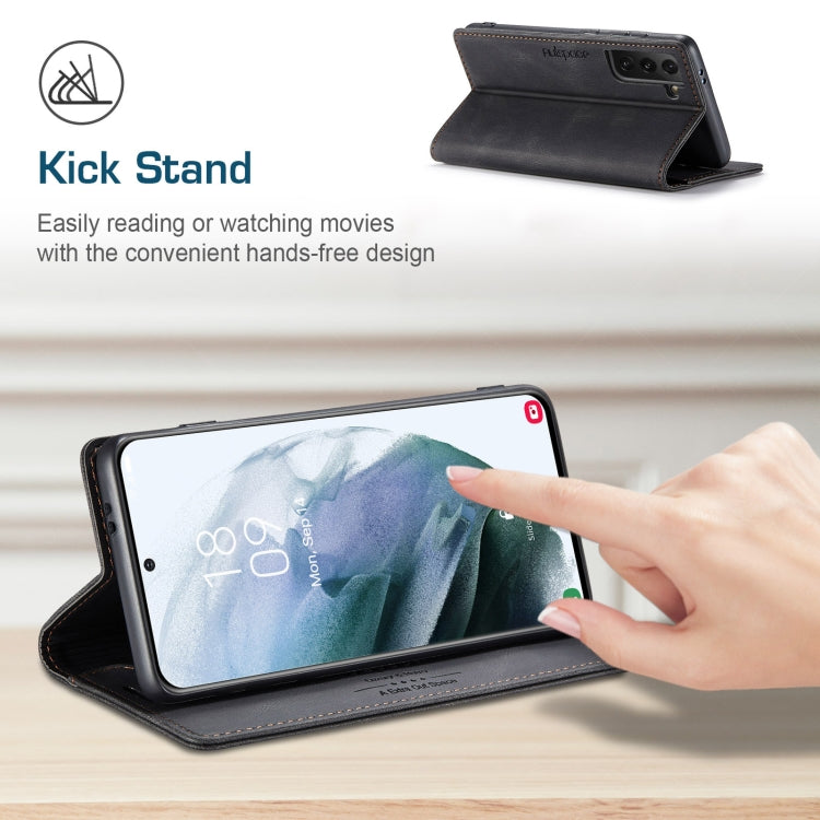 AutSpace A01 Retro Skin-feel Crazy Horse Texture Horizontal Flip Leather Case with Holder & Card Slots & Wallet & RFID