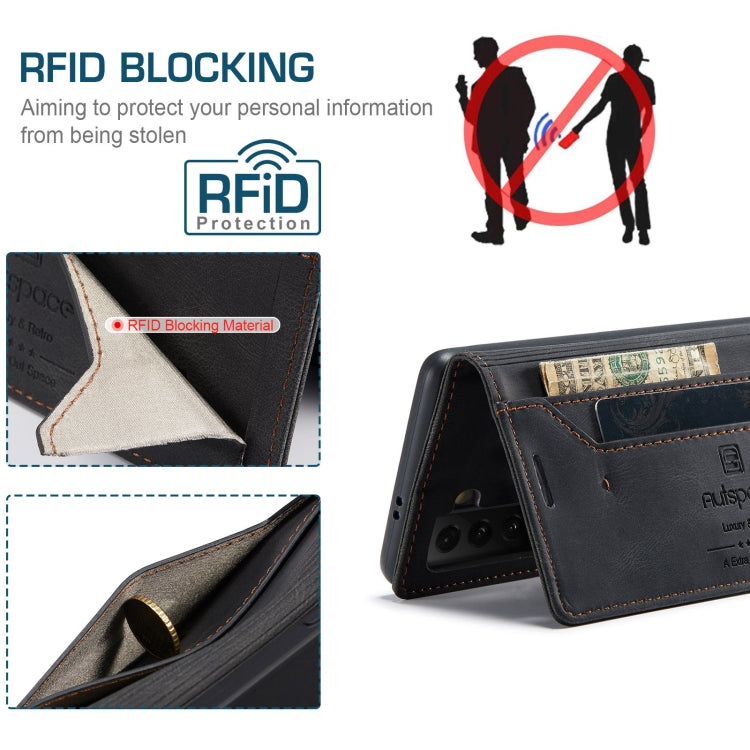 AutSpace A01 Retro Skin-feel Crazy Horse Texture Horizontal Flip Leather Case with Holder & Card Slots & Wallet & RFID