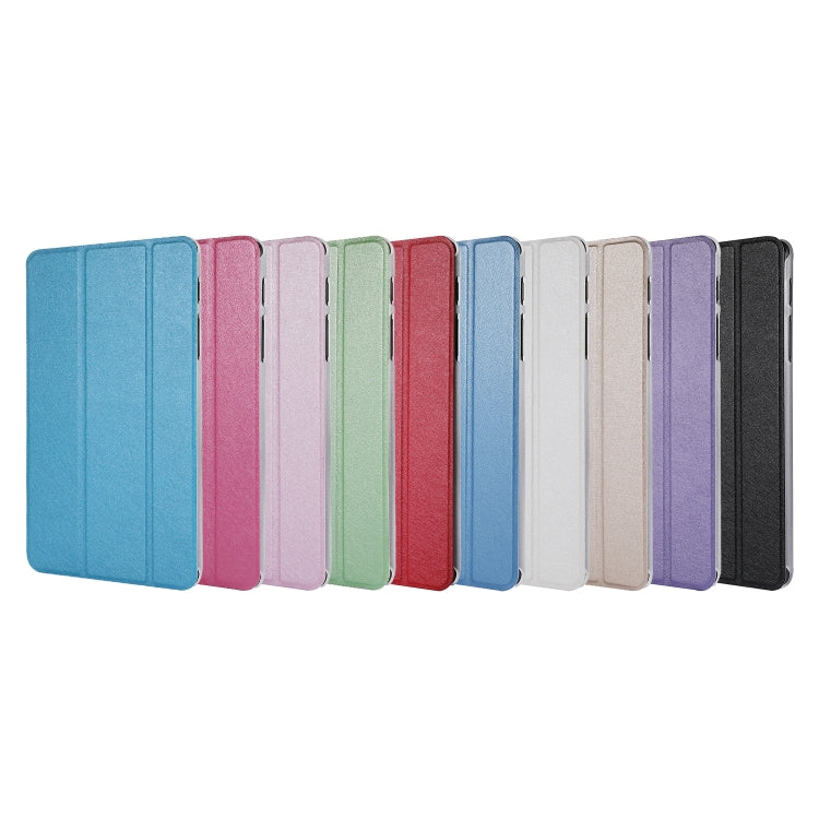 Silk Texture Three-fold Horizontal Flip Leather Case with Holder & Pen Slot