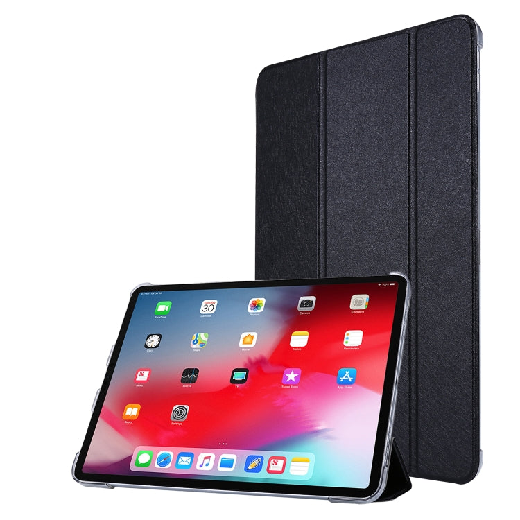 Silk Texture Three-fold Horizontal Flip Leather Case with Holder & Pen Slot