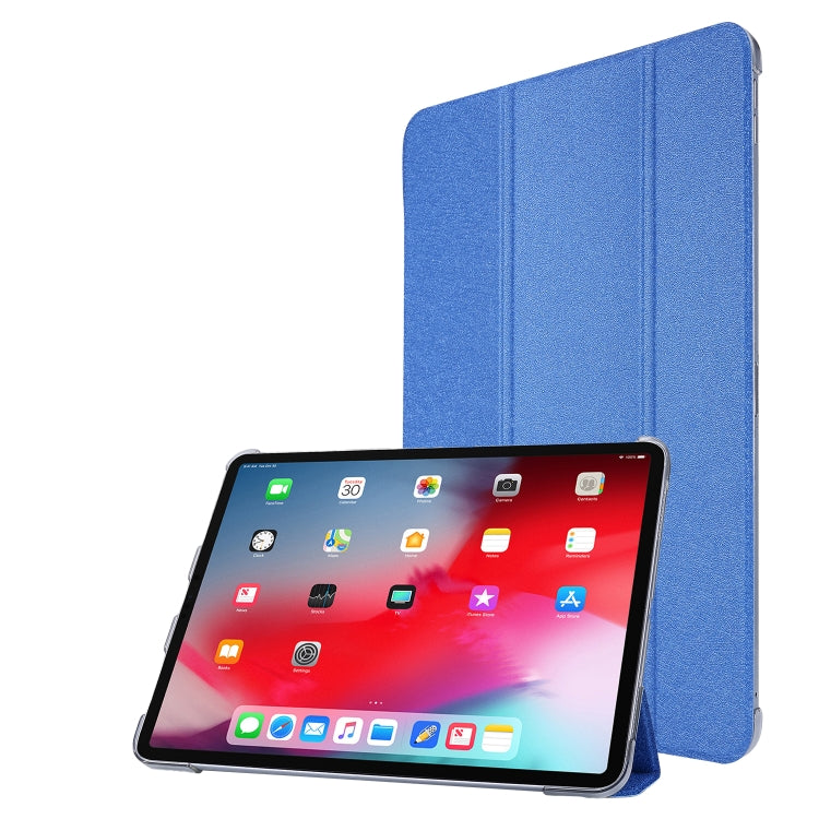 Silk Texture Three-fold Horizontal Flip Leather Case with Holder & Pen Slot