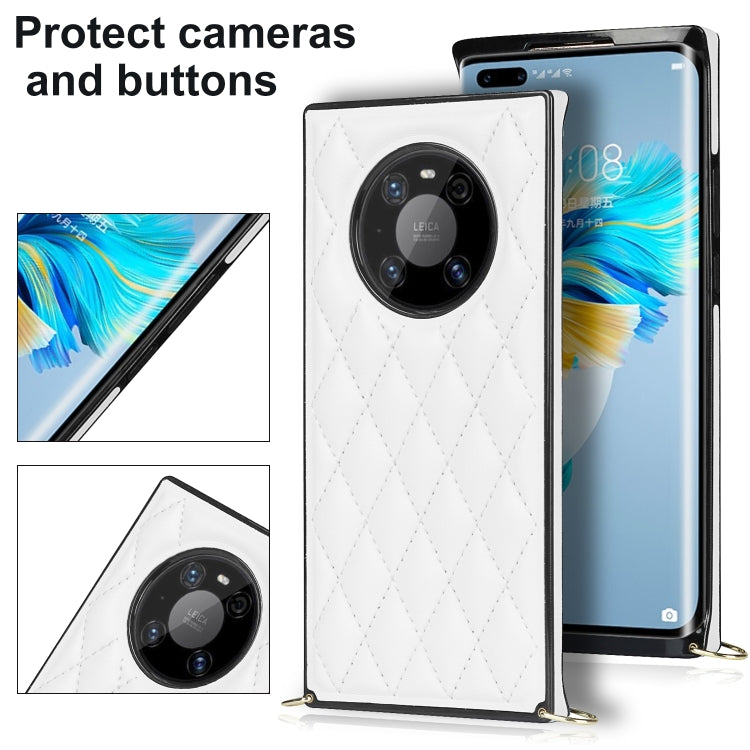 Elegant Rhombic Pattern Microfiber Leather +TPU Shockproof Case with Crossbody Strap Chain