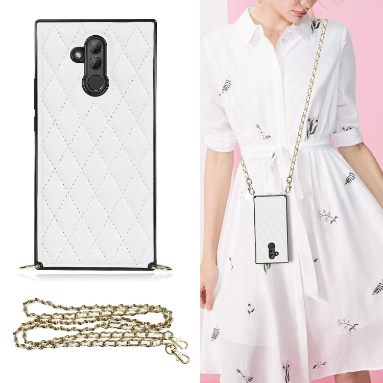 Elegant Rhombic Pattern Microfiber Leather +TPU Shockproof Case with Crossbody Strap Chain